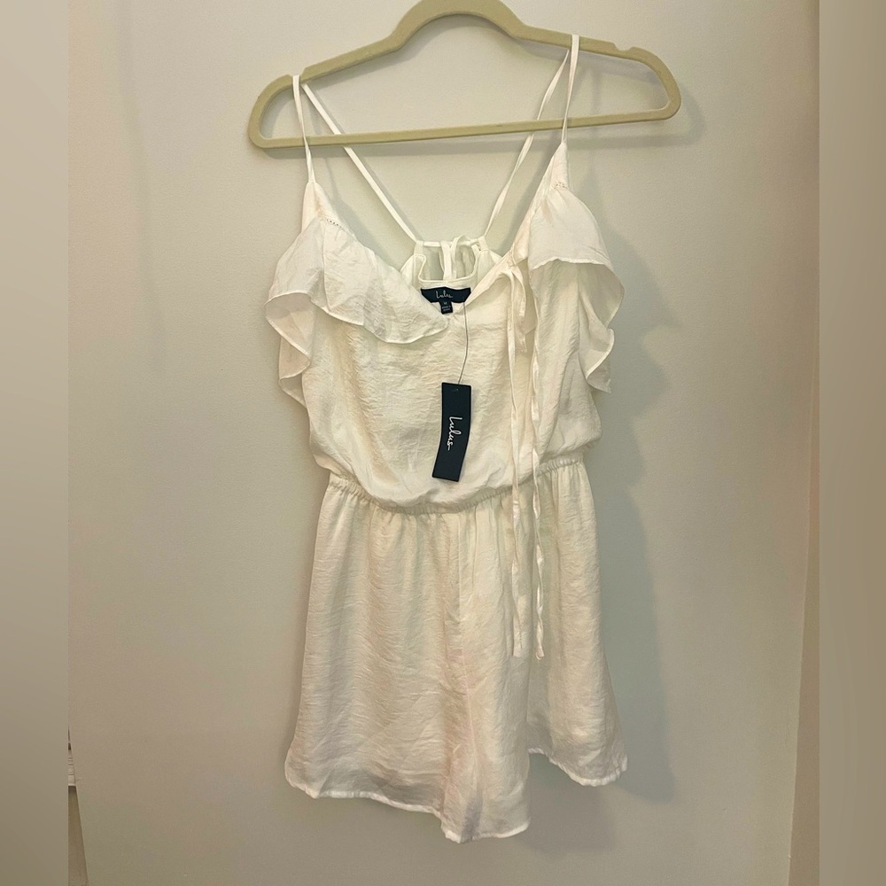 Lulu's White Ruffled Jumpsuit
